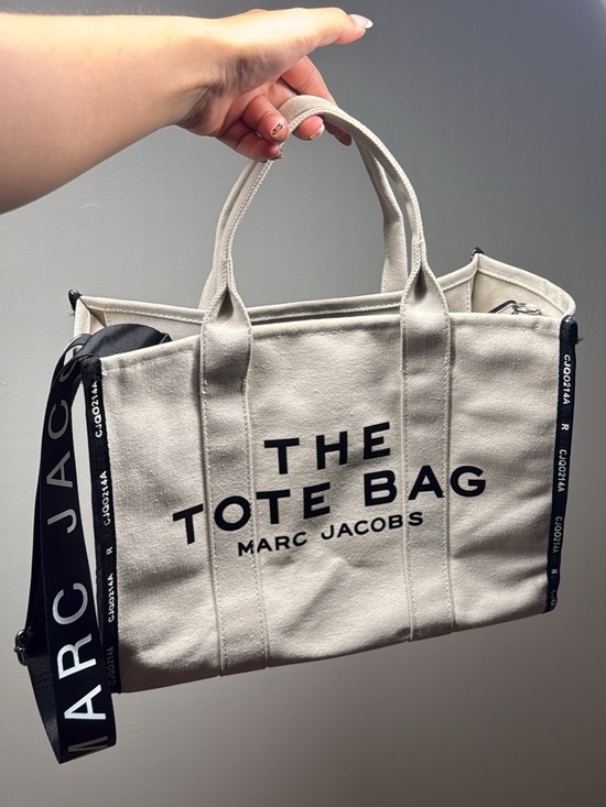 Marc Jacobs Handbags - Marc Jacobs Canvas Tote Bag in Light Beige with Black Accents